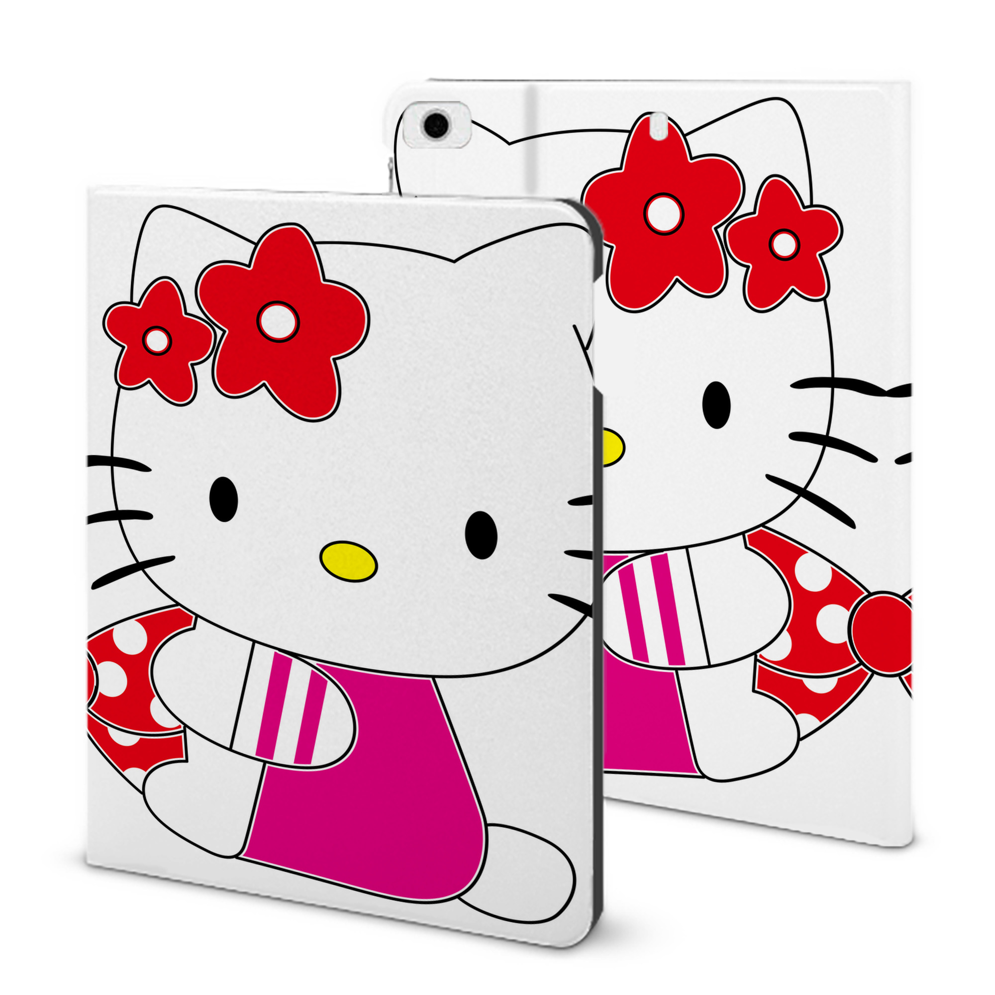 （画像用） Hello Kitty ハローキティ IPad ケース ブック型 PUレザー TPU 耐衝撃 軽量 薄型 ペン収納なし 全面保護 IPad 各モデル対応